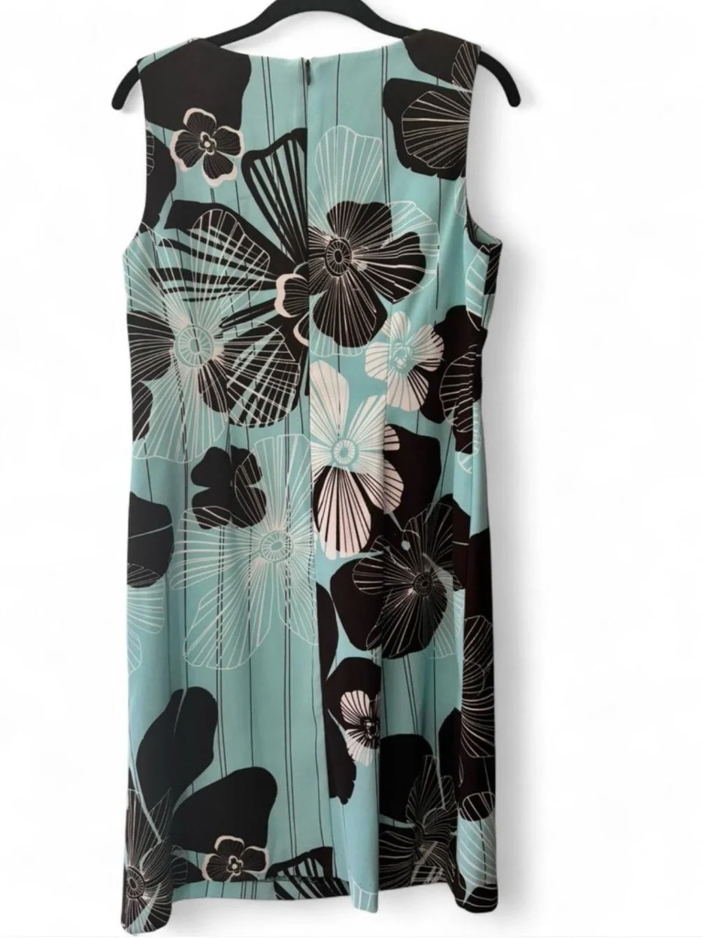 Mid-Century Modern Aqua & Black Midi Dress - Picture 4 of 9